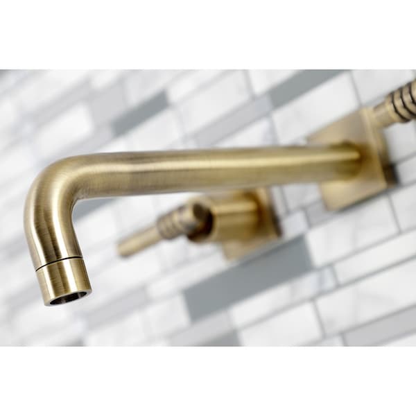 KS6023ML Wall Mount Tub Faucet, Antique Brass